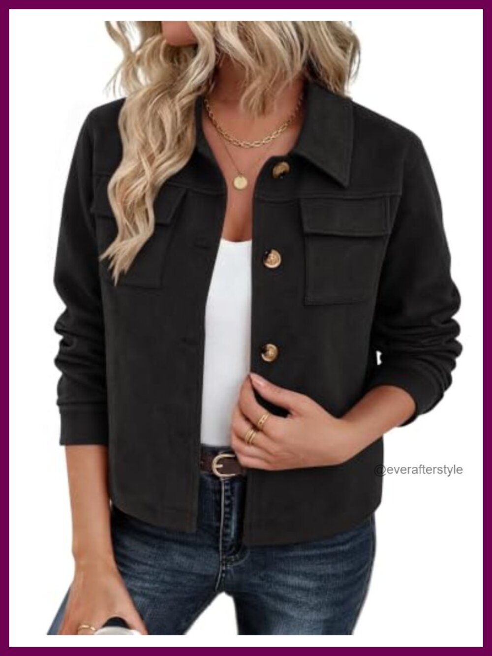 Faux Suede Cropped Jacket Button Up Shacket Fall Casual Coat